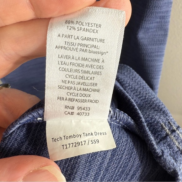 Toad & Co. tech tomboy tank dress blue pocket built in bra size medium - Picture 5 of 10